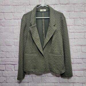 Porridge Anthropologie Textured Knit Blazer Jacket Women XL Preppy Indie Classic